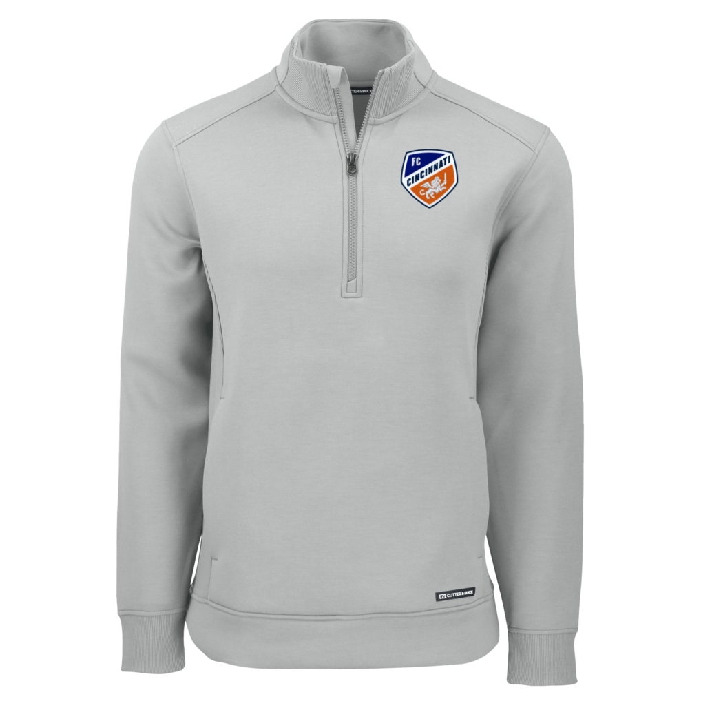  FC Cincinnati Cutter & Buck Roam Eco Recycled Quarter-Zip Pullover Top - Heather Gray